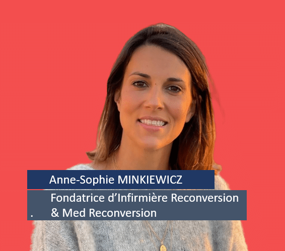 Anne-Sophie, infirmière reconvertie dans les ressources humaines et l’accompagnement au changement professionnel. Je suis également la fondatrice de l’organisme Infirmière Reconversion