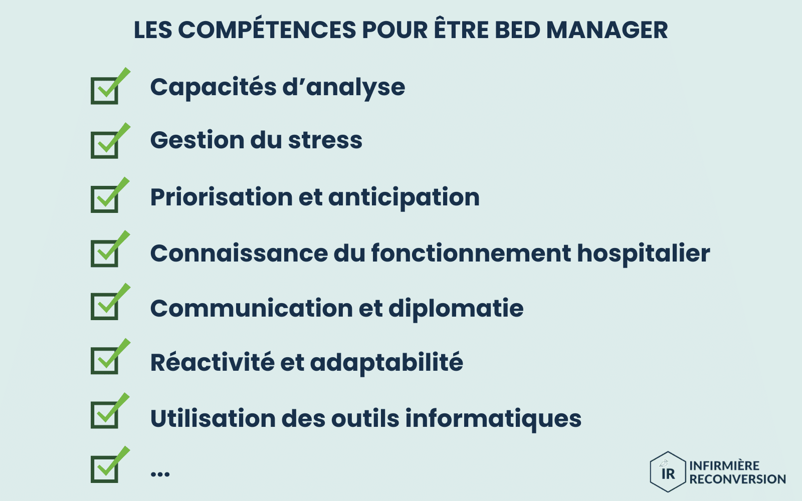 listing des compétences pour être infirmière bed manager