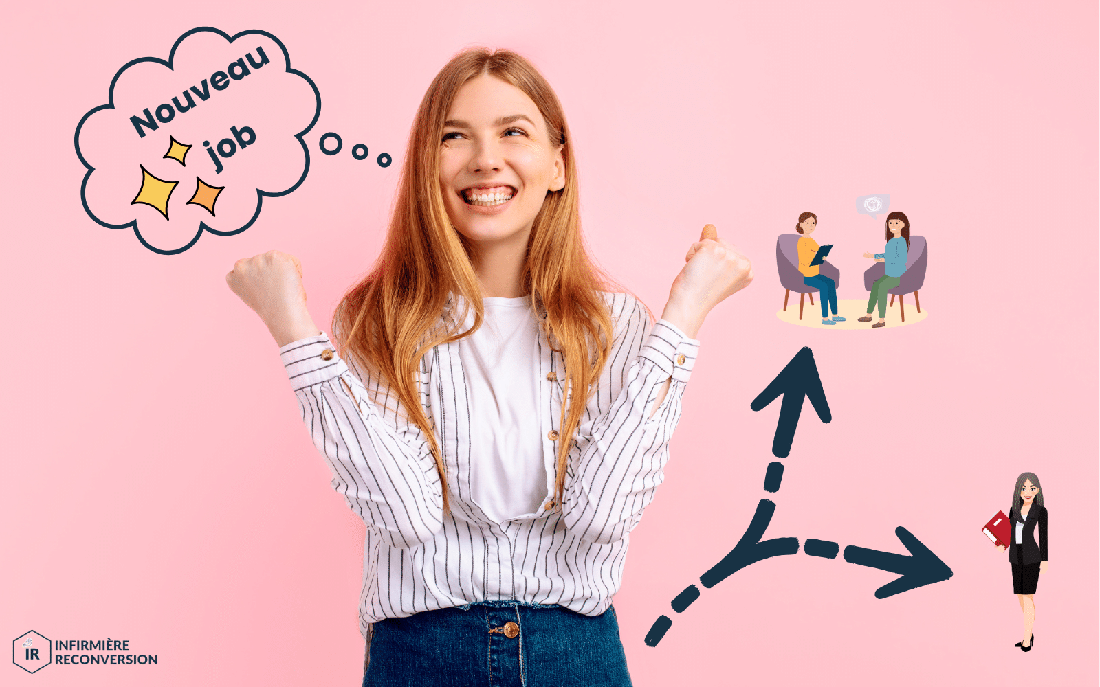 infirmière qui est joyeuse car elle a un nouveau métier après ide