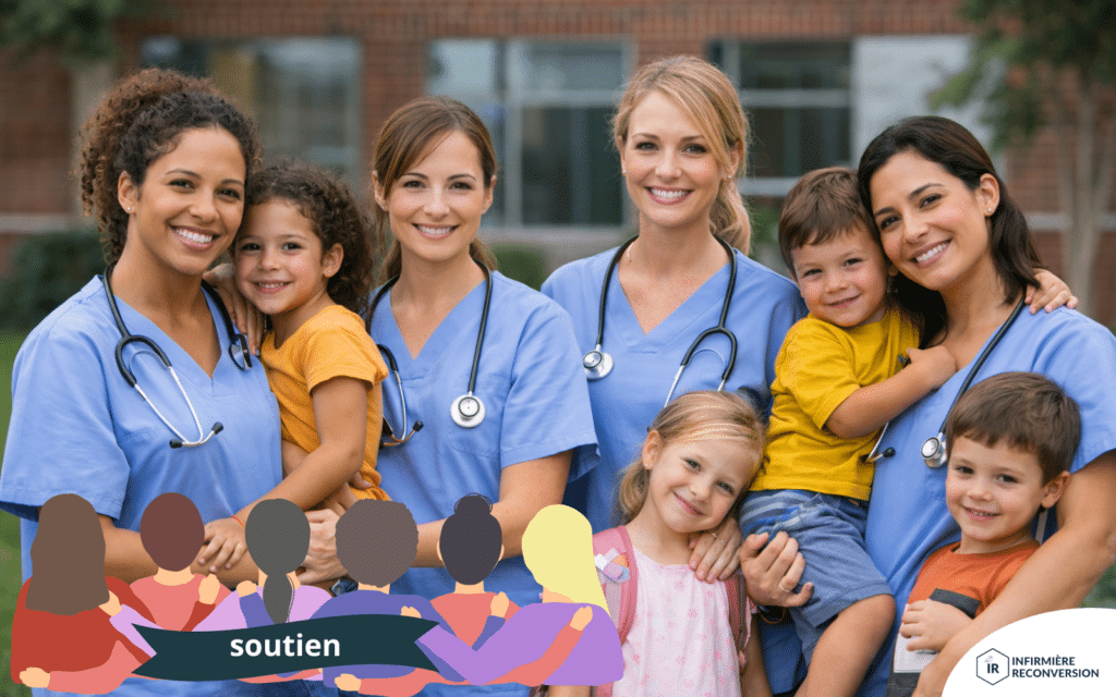 infirmières et mamans qui se soutiennent