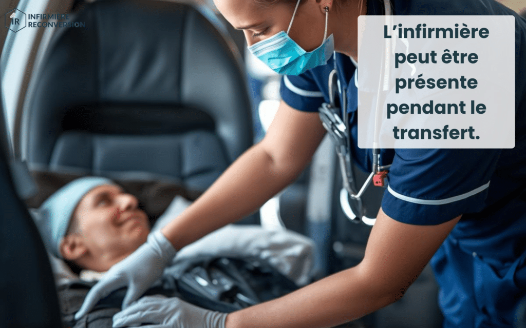 escorte infirmière soignant un patient en avion