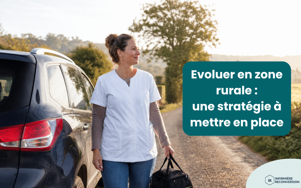 infirmière en zone rurale, mettant en place sa stratégie d'évolution
