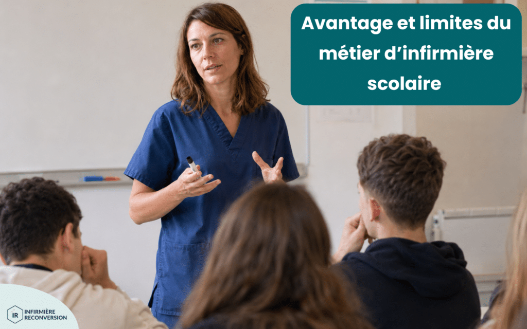 métier d'infirmière scolaire : infirmière en action devant une classe