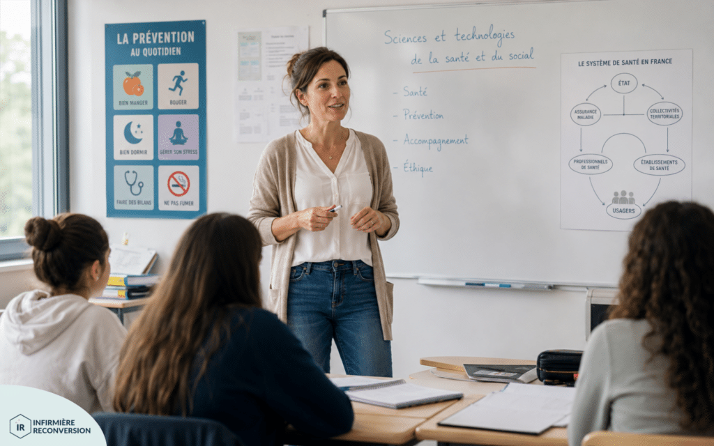 infirmière enseignant vacataire st2s devant ses élèves