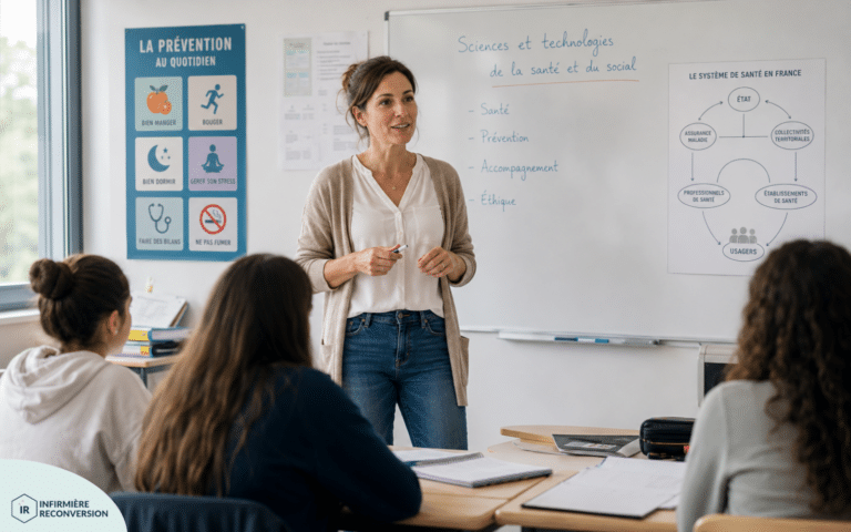 infirmière enseignant vacataire st2s devant ses élèves
