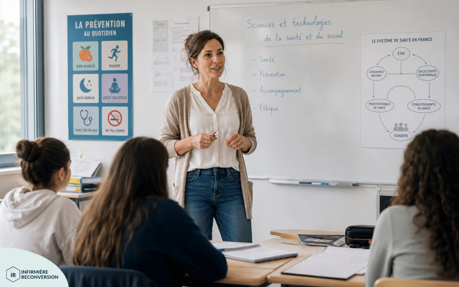infirmière enseignant vacataire st2s devant ses élèves