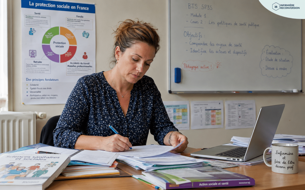 infirmière prof st2s en préparation de ses cours
