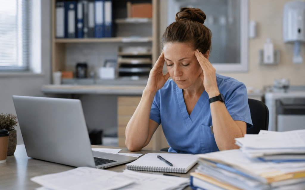 infirmière en réflexion sur son évolution pro