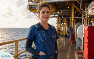 infirmière sur une plateforme pétrolière