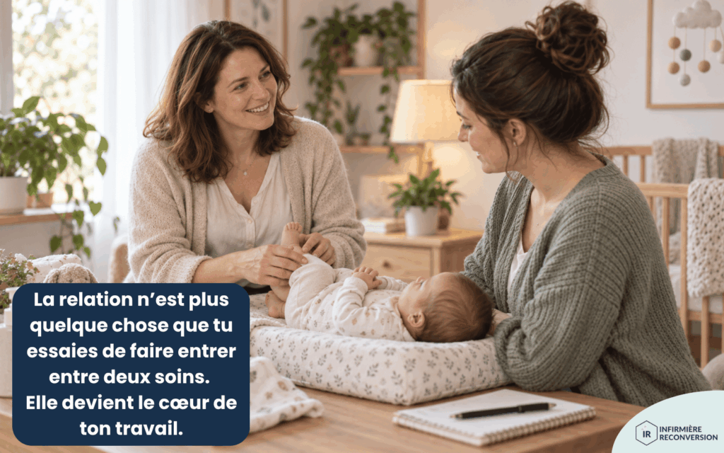 infirmière en train d'accompagner les parents