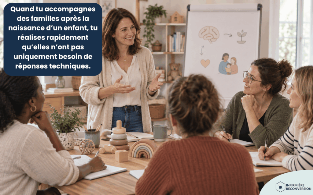 puéricultrice libérale avec des jeunes parents
